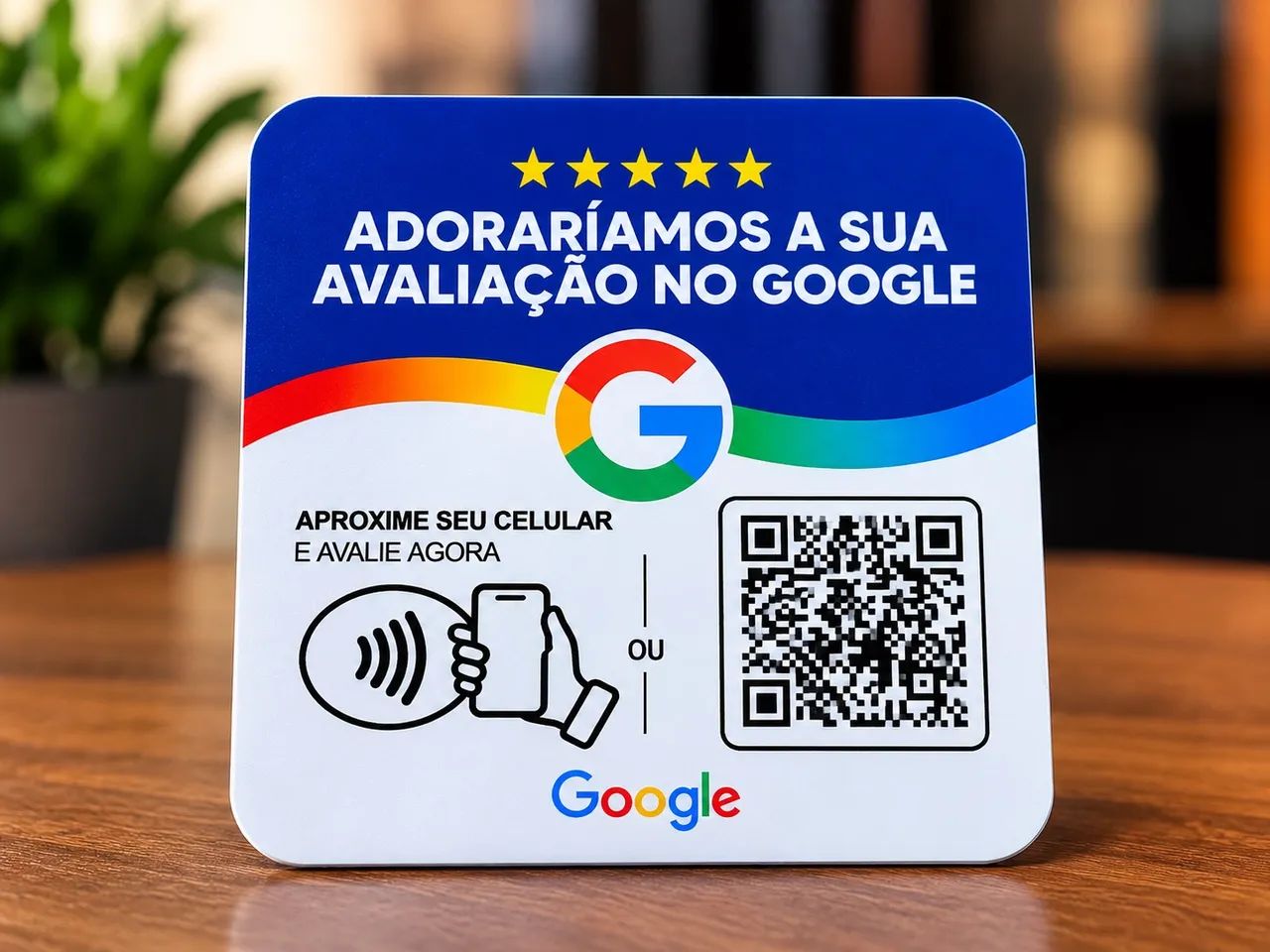 Plaquinhas NFC + QR Code de Avaliação Google