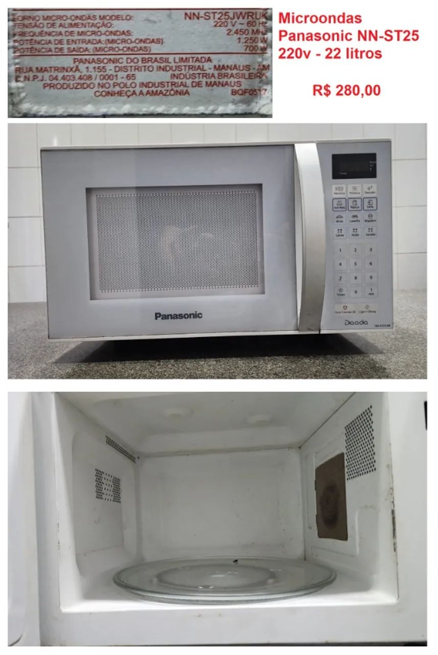 Microondas Panasonic NN-ST25 220v 22 litros