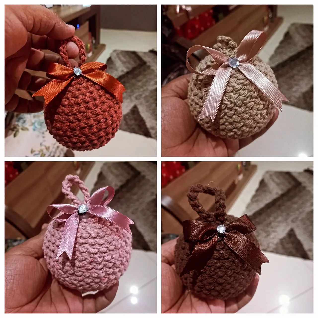 Bolinhas de Natal feitas de crochê  - Foto 4