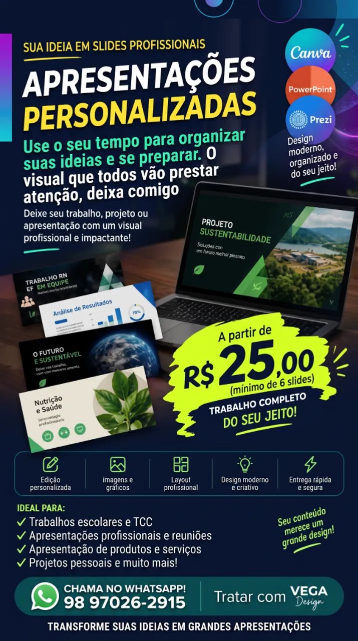 Slides profissionais para apresentação