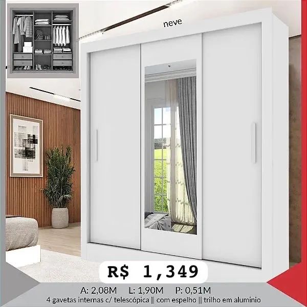 Guarda Roupa Vitória com espelho  - Foto 2
