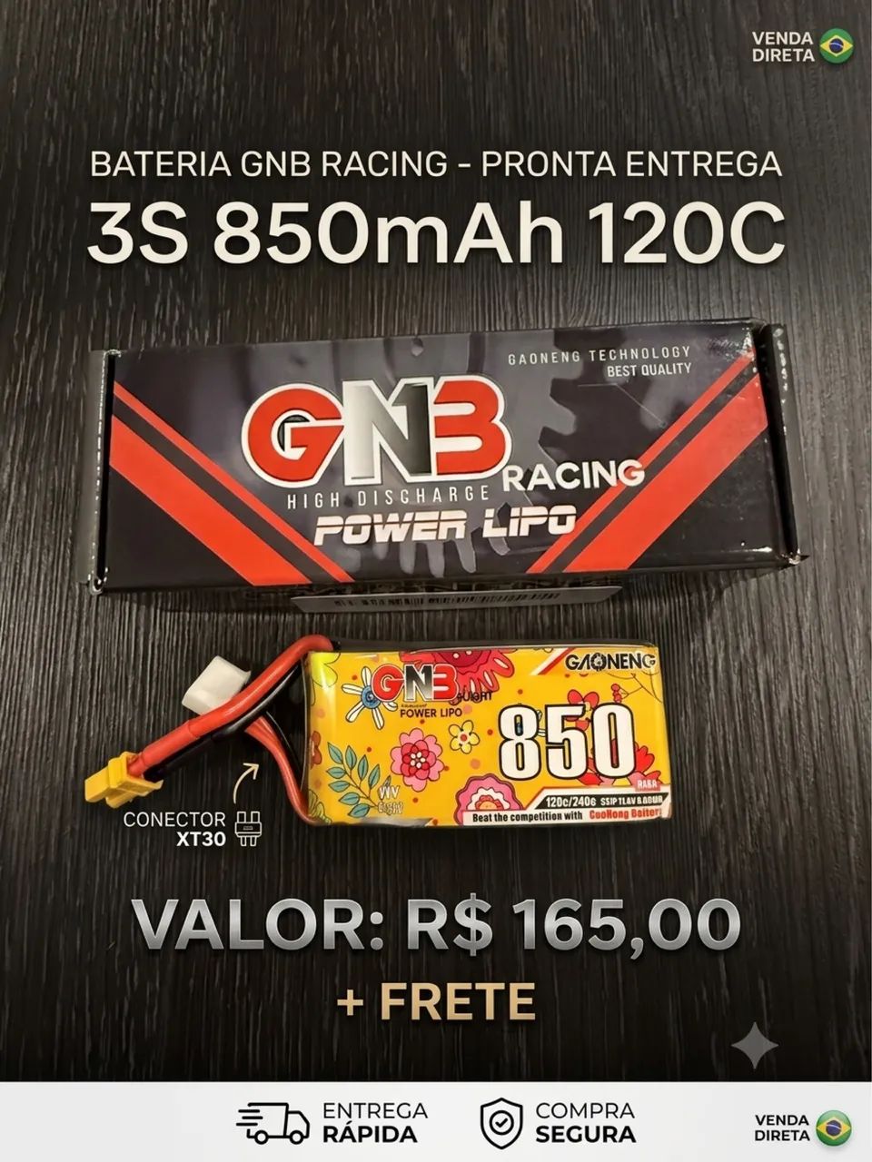 Bateria LiHV GNB 3S 850mah 120c.  - Foto 2