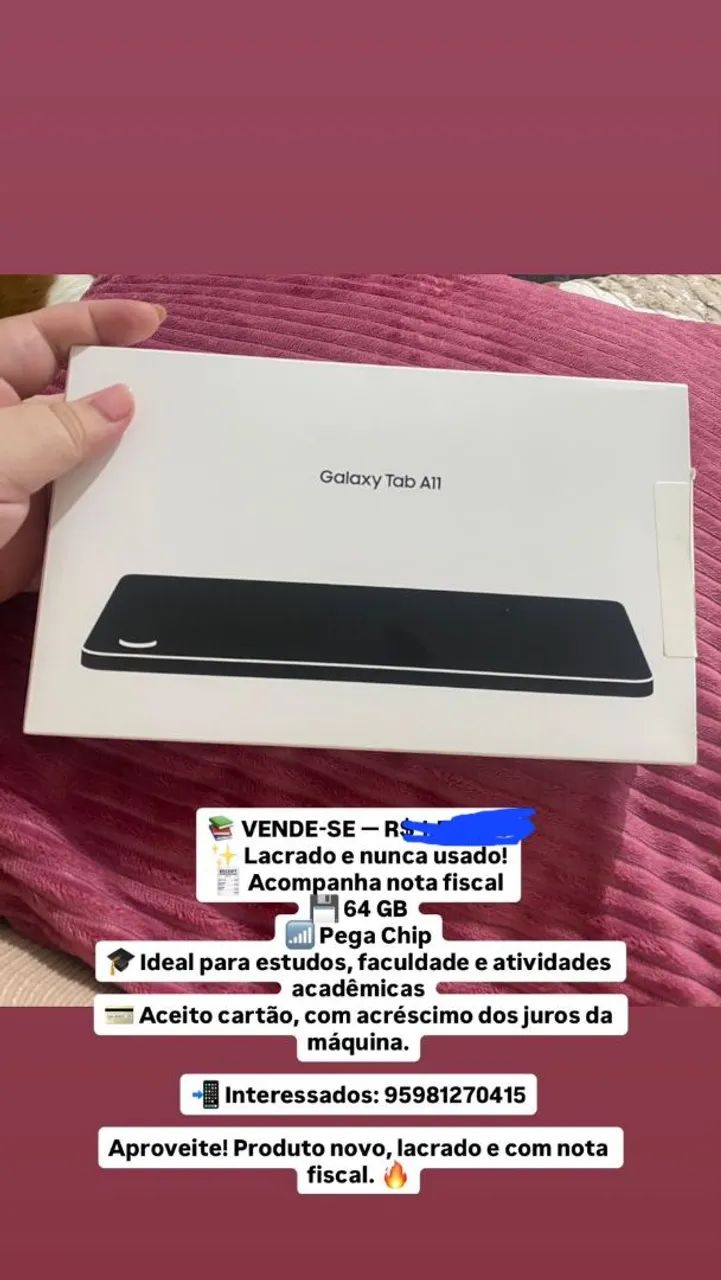 Galaxy tab na caixa