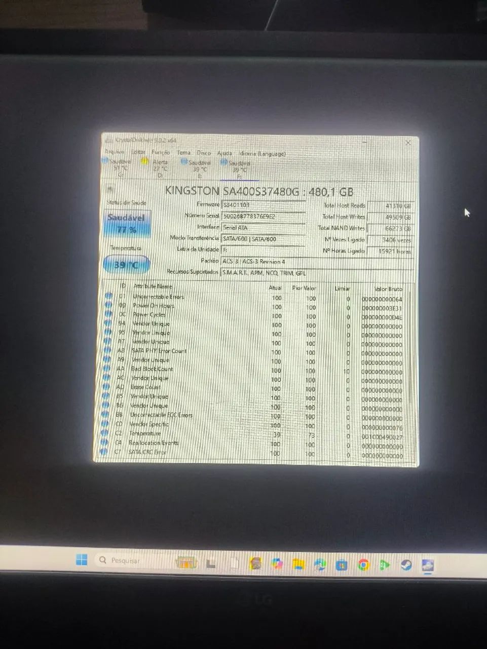 SSD Kingston 480 gb 77% - Foto 3