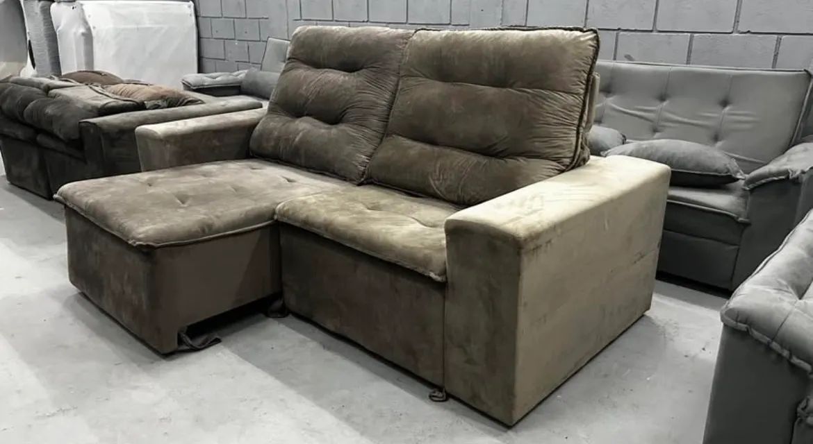 Sofá Retrátil e Reclinável 2.10m NOVO ( Peça Única )  - Foto 5