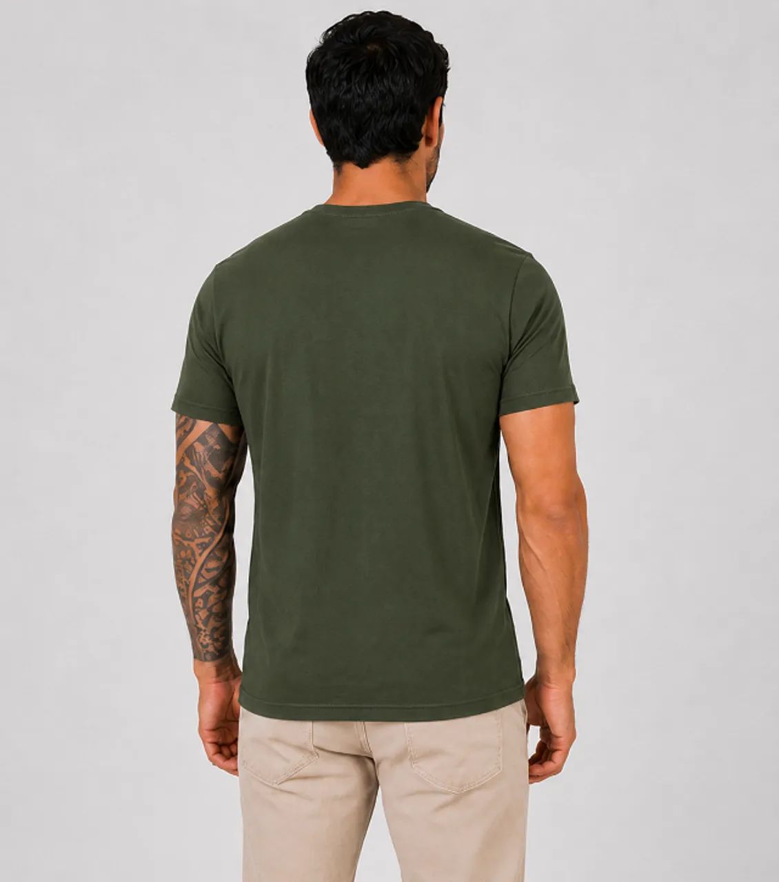 Camiseta Algodão Penteado Verde Musgo - Foto 4