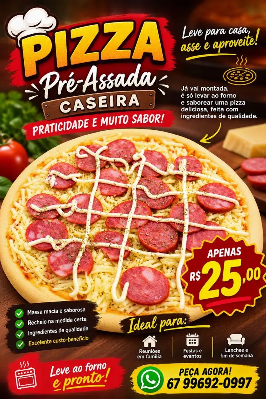 Pizza pre - assada caseira 