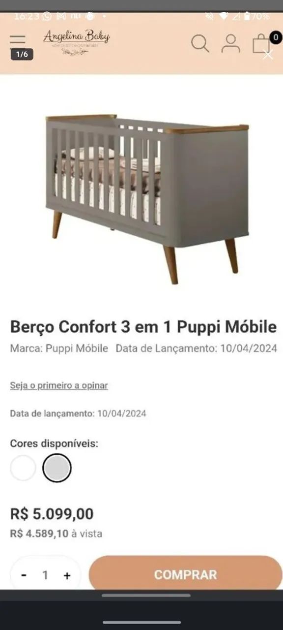 Berço Confort 3 em 1 Puppi Móbile