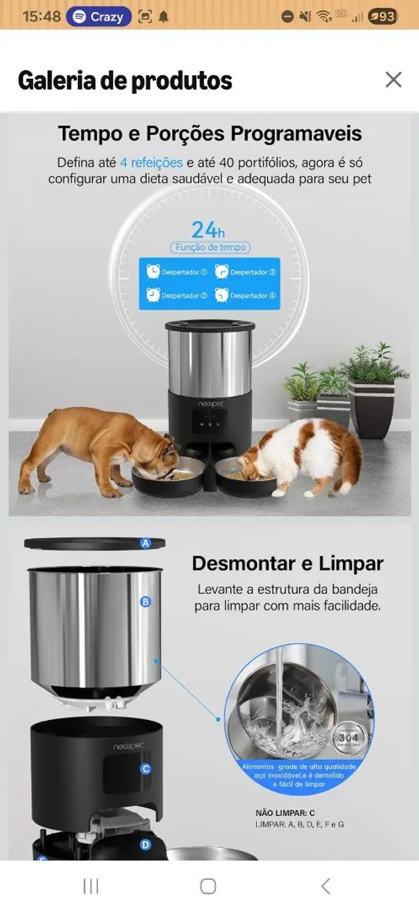 Comedouro automático NewPet 5L com programação por app - Foto 3