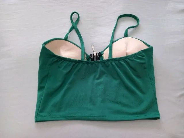 top verde com bojo e zíper frontal - Foto 3