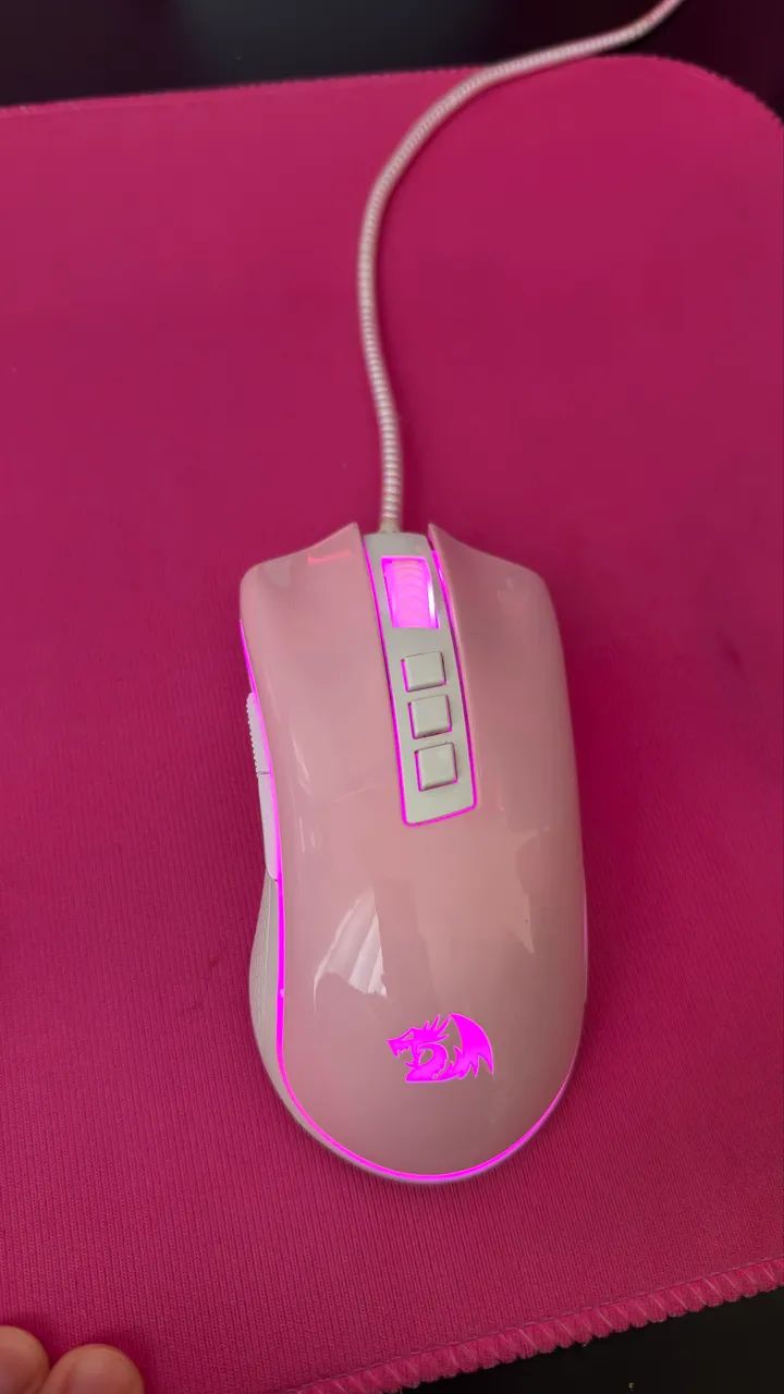 Kit Teclado e Mouse Redragon rosa e branco - Foto 5