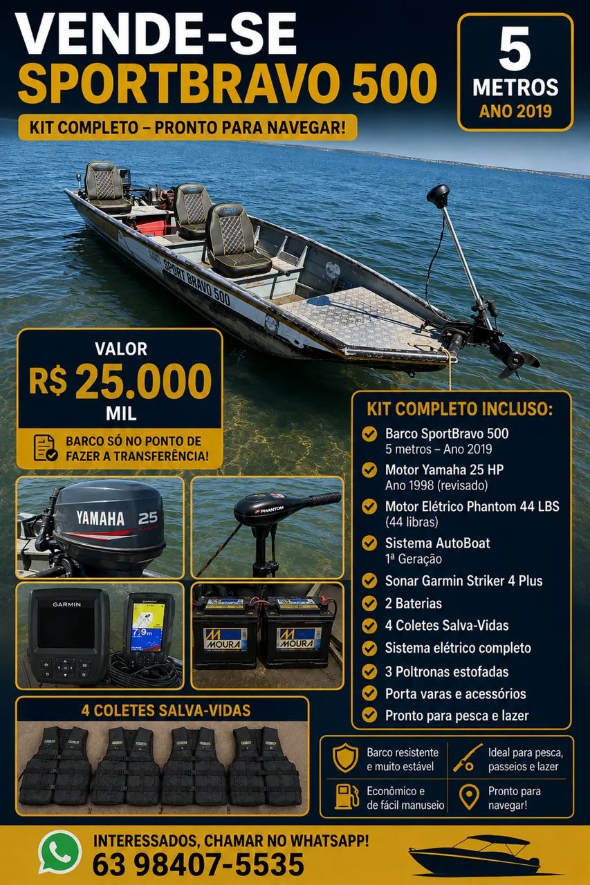 VENDE-SE BARCO SPORTBRAVO 500