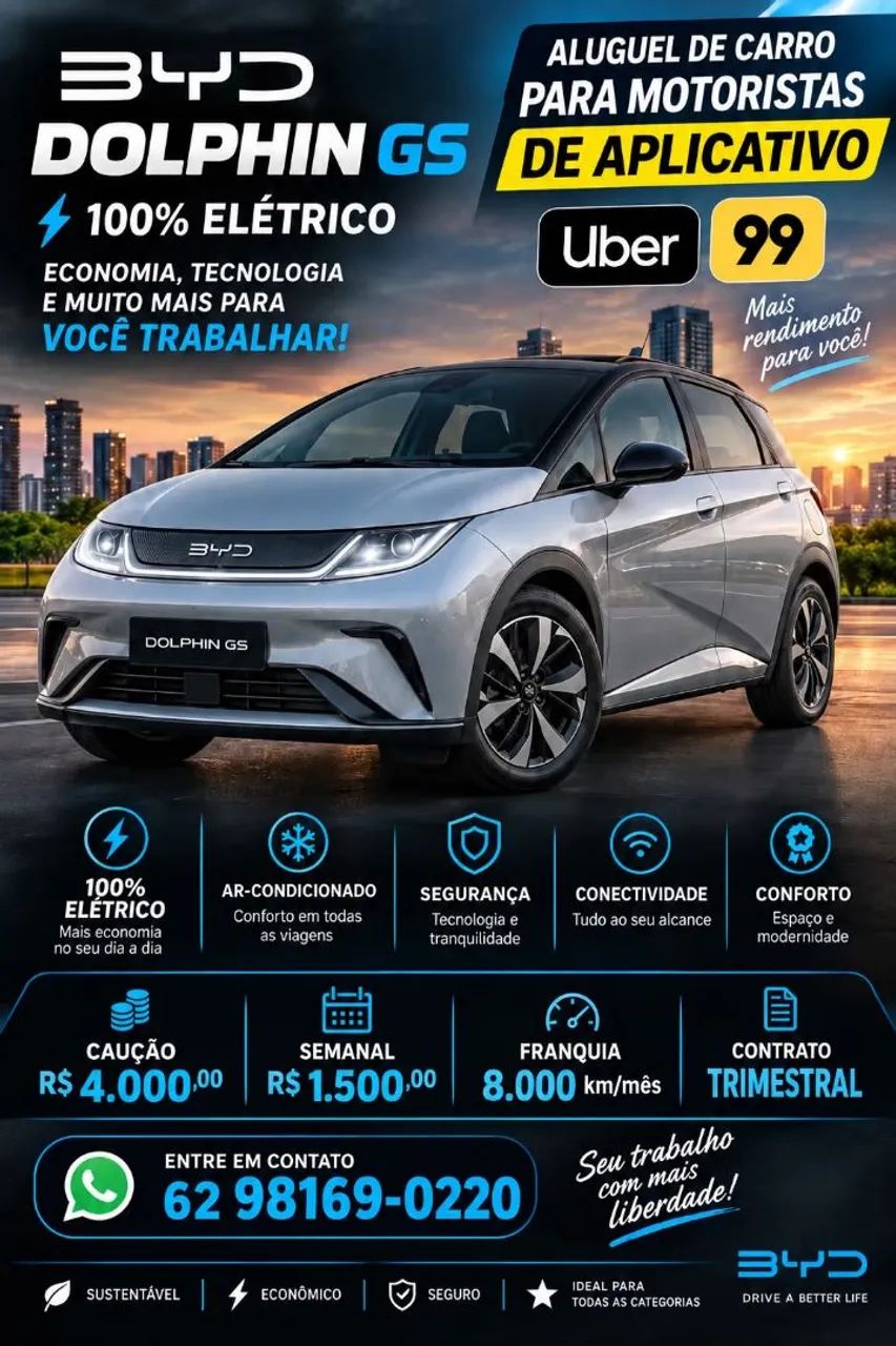 Veículo para locação uber Byd Dolphin 
