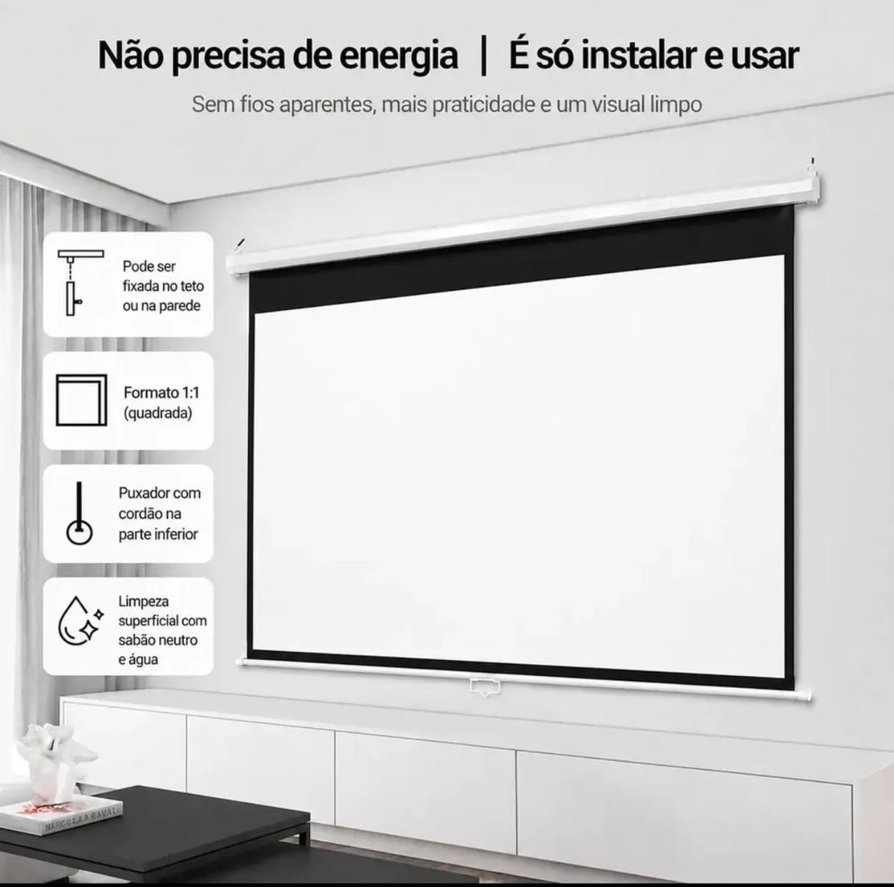 Tela de projeção,100 polegadas 