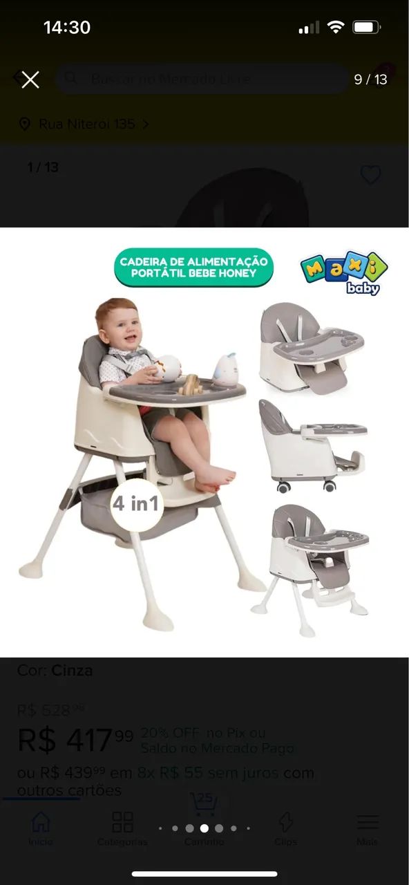 Cadeira de alimentação para bebê 