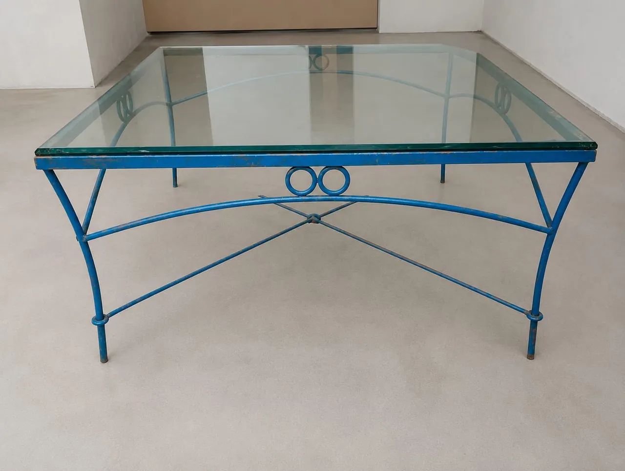 Mesa de centro ferro com vidro bisotê 