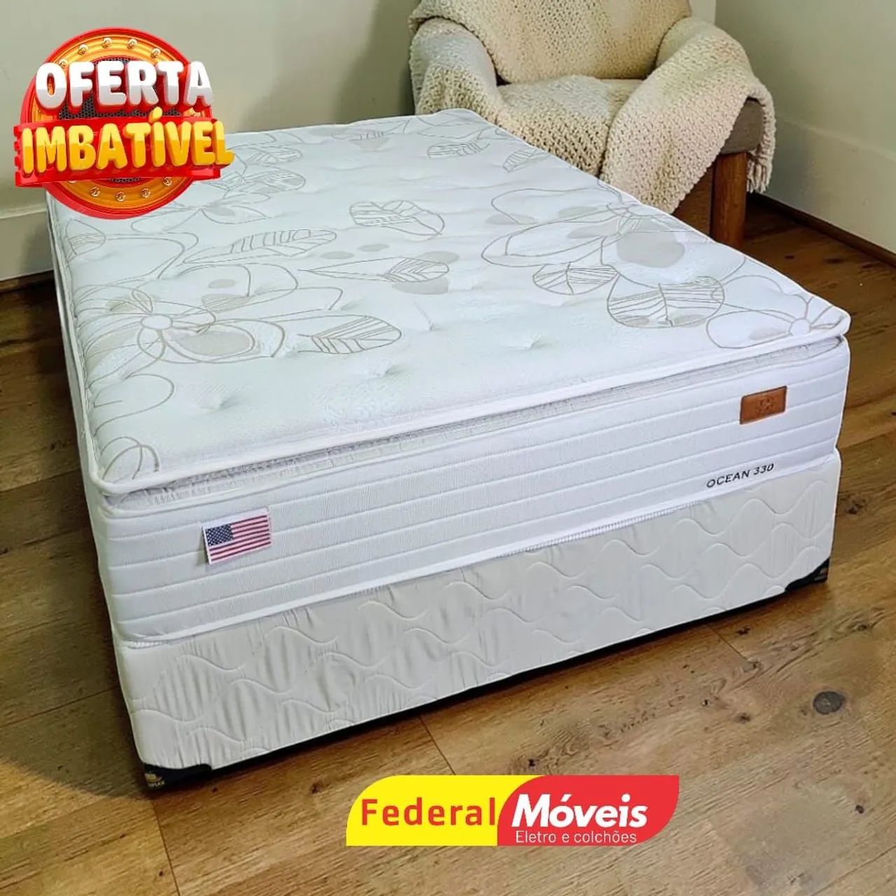 Cama Box Casal Plumatex Colchão e Base 1,38m - Entregamos