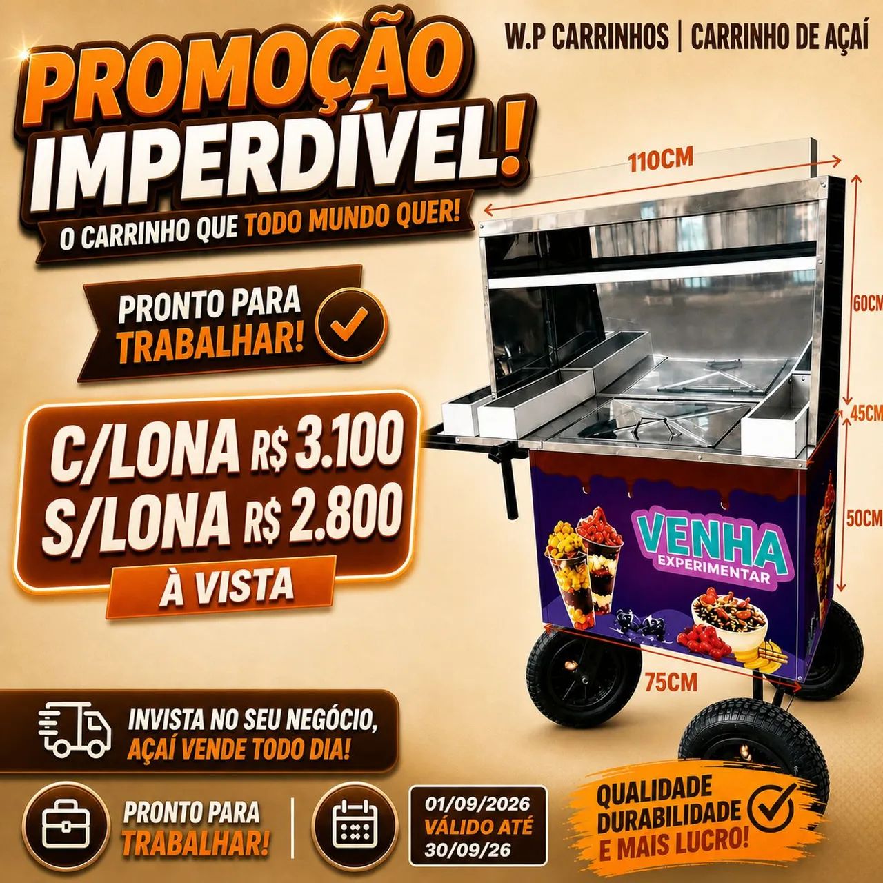 Carrinhos de açaí médio  - Foto 4