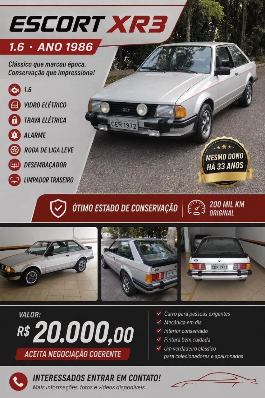 Ford Escort Escort XR3 1.8 / 1.6 Beneton/Form./Laser 1986