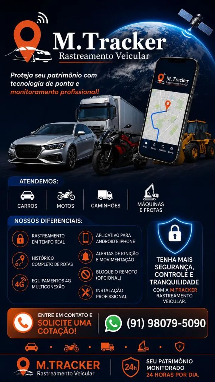 Rastreamento em tempo real 24h.            
