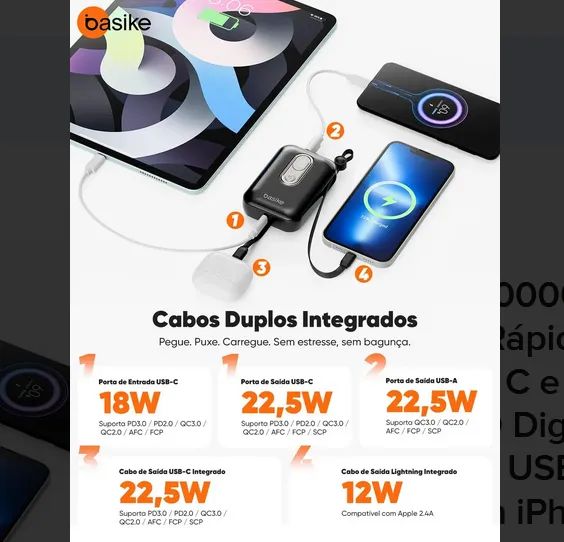 Basike Power Bank 10000mAh 22.5W Turbo Carga Rápida - Foto 3