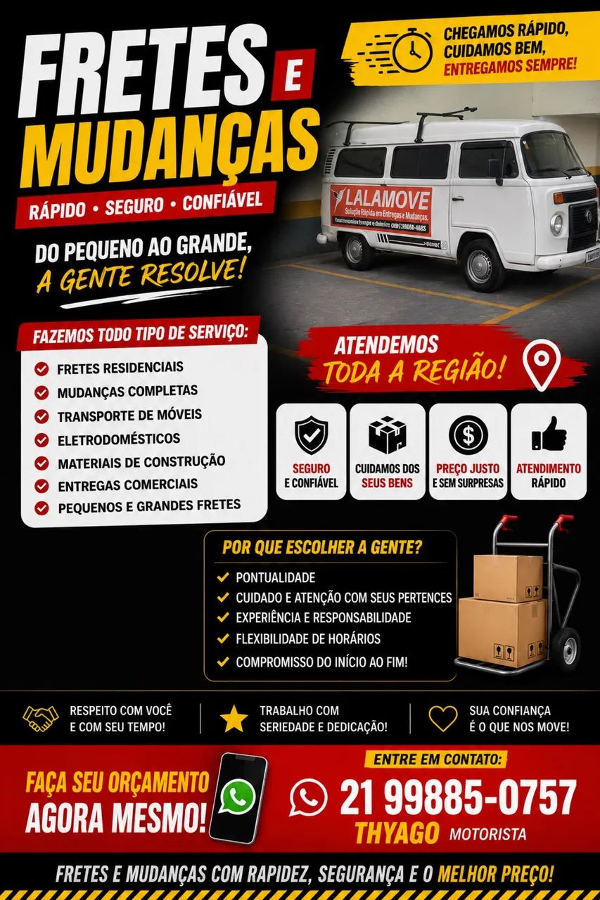 Frete em todo RJ - Faça seu orçamento 