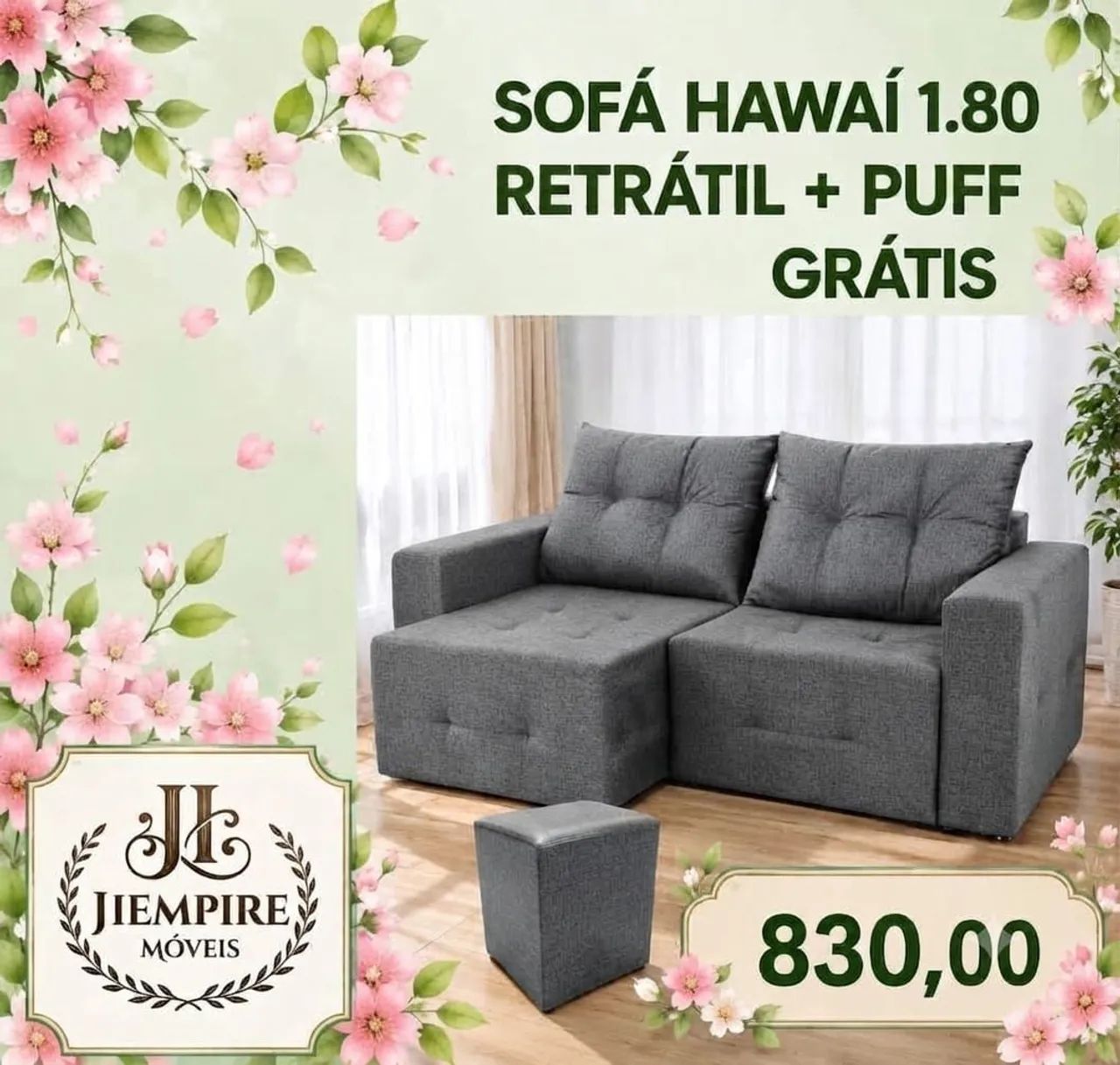Sofá retrátil Havaí com puff  - Foto 3