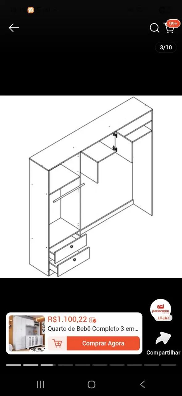 Guarda  roupa infantil 4 portas e 2 gavetas e o berço  - Foto 4