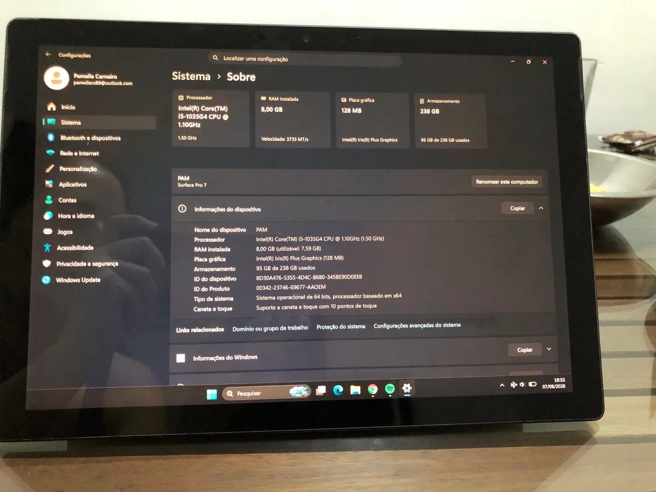 Microsoft Surface Pro 7 Tablet Intel Core i5, 8GB RAM, 256 GB SSD, 12.3? (2736 x 1824) - Foto 4