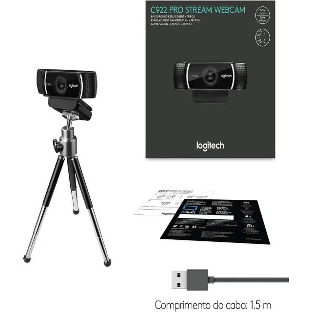Webcam Logitech C922 Full HD Pro Stream 1080p Nova - Lacrada