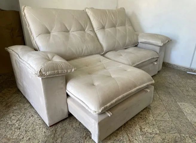 Sofá Retrátil Reclinável Nobre 2,50 Bege - Foto 2