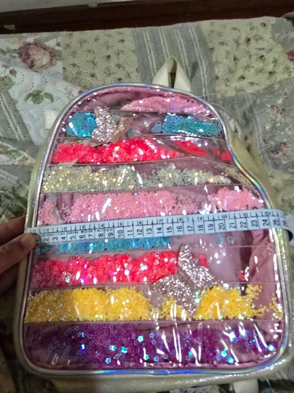 Mochila de glitter da Favo de Mel  - Foto 4