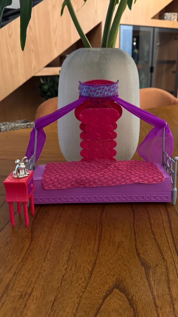 Cama de Boneca Barbie rosa e lilás Mattel - Foto 5