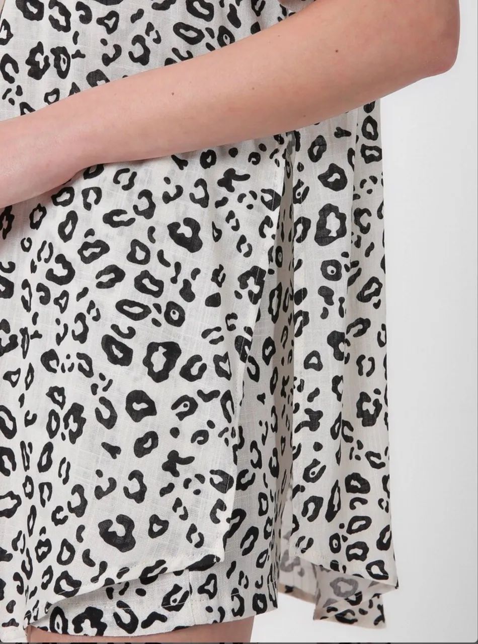 Camisa animal print em viscose com linho - Foto 2