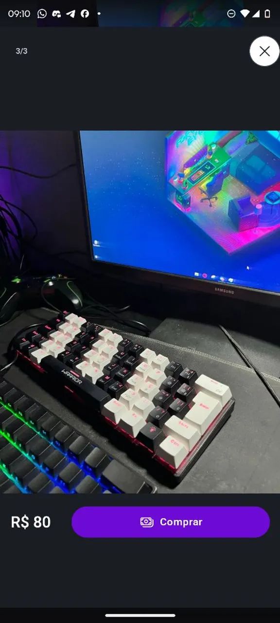 Teclado Gamer Warrior ? RGB, Compacto, Ótimo Estado! - Foto 3