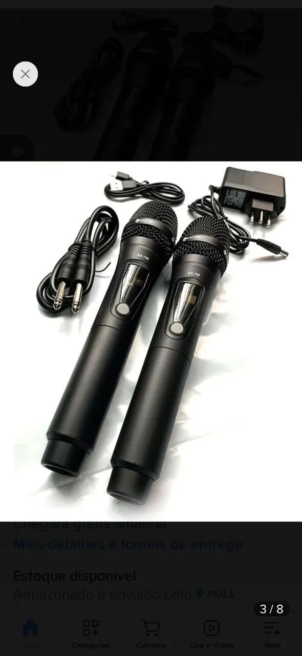 Microfone Kadosh K-412m Sem Fio (recarregavel)