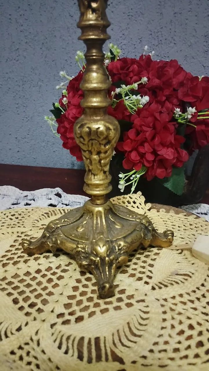 Imponente Base Abajur Antiga em Bronze Luis XV - Foto 3