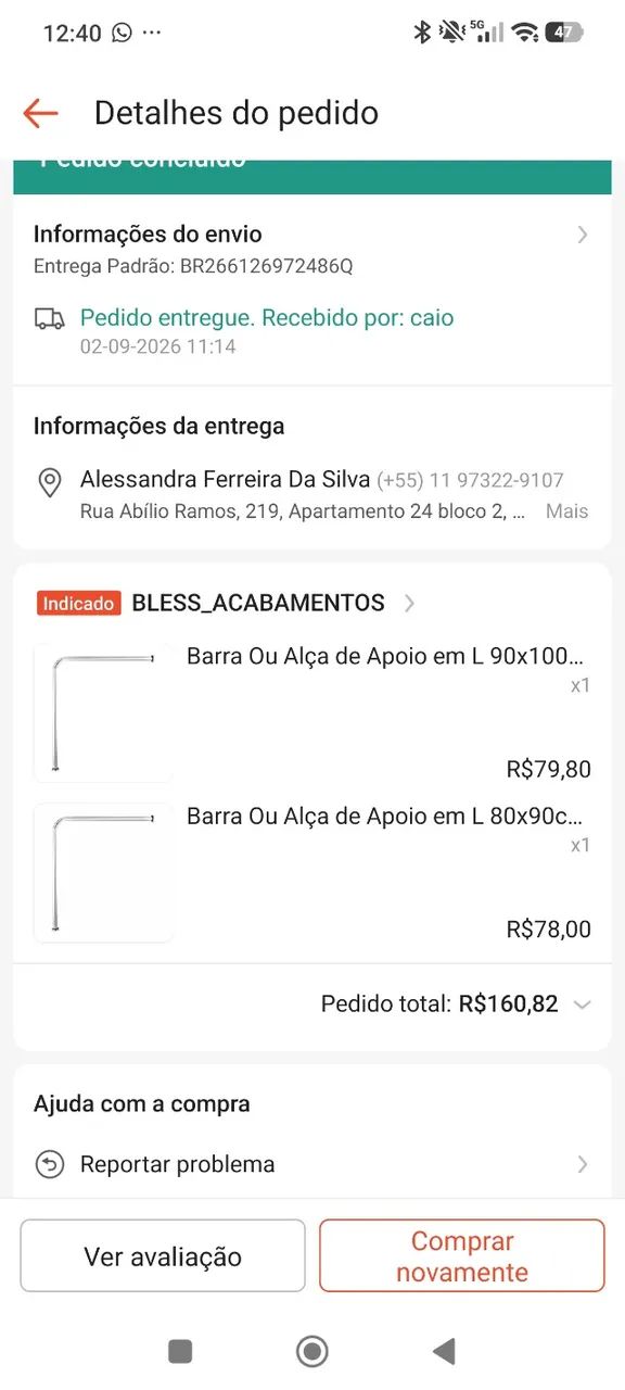 Barras de apoio para banheiro 