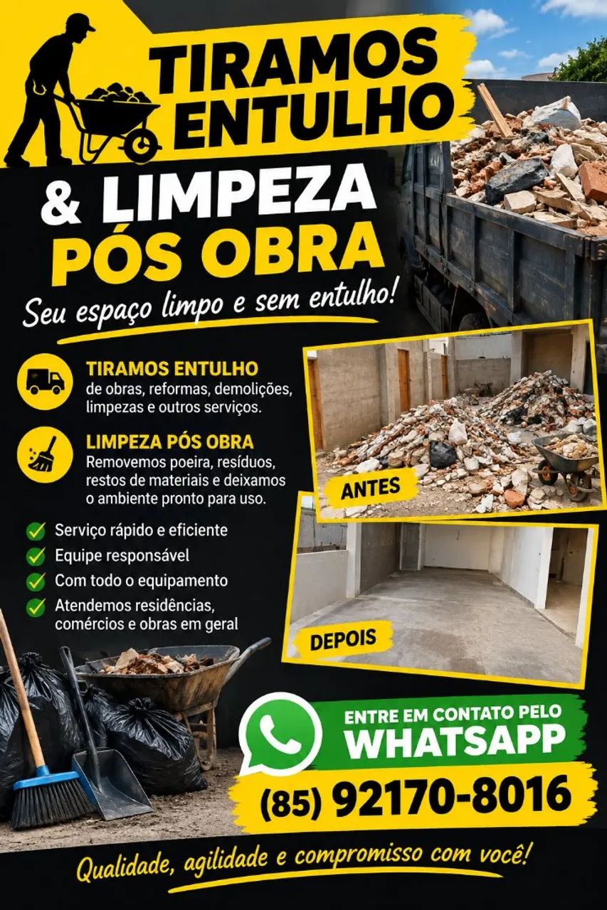 ? TIRAMOS ENTULHO E FAZEMOS LIMPEZA PÓS-OBRA! ?