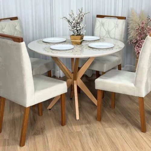 Mesa de Jantar Circular Simpatia 1.08×1.08 c/4 Cadeiras  - Foto 3