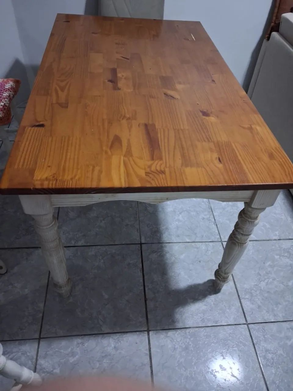 Mesa de jantar 6 lugares retangular rústica em madeira - Foto 2