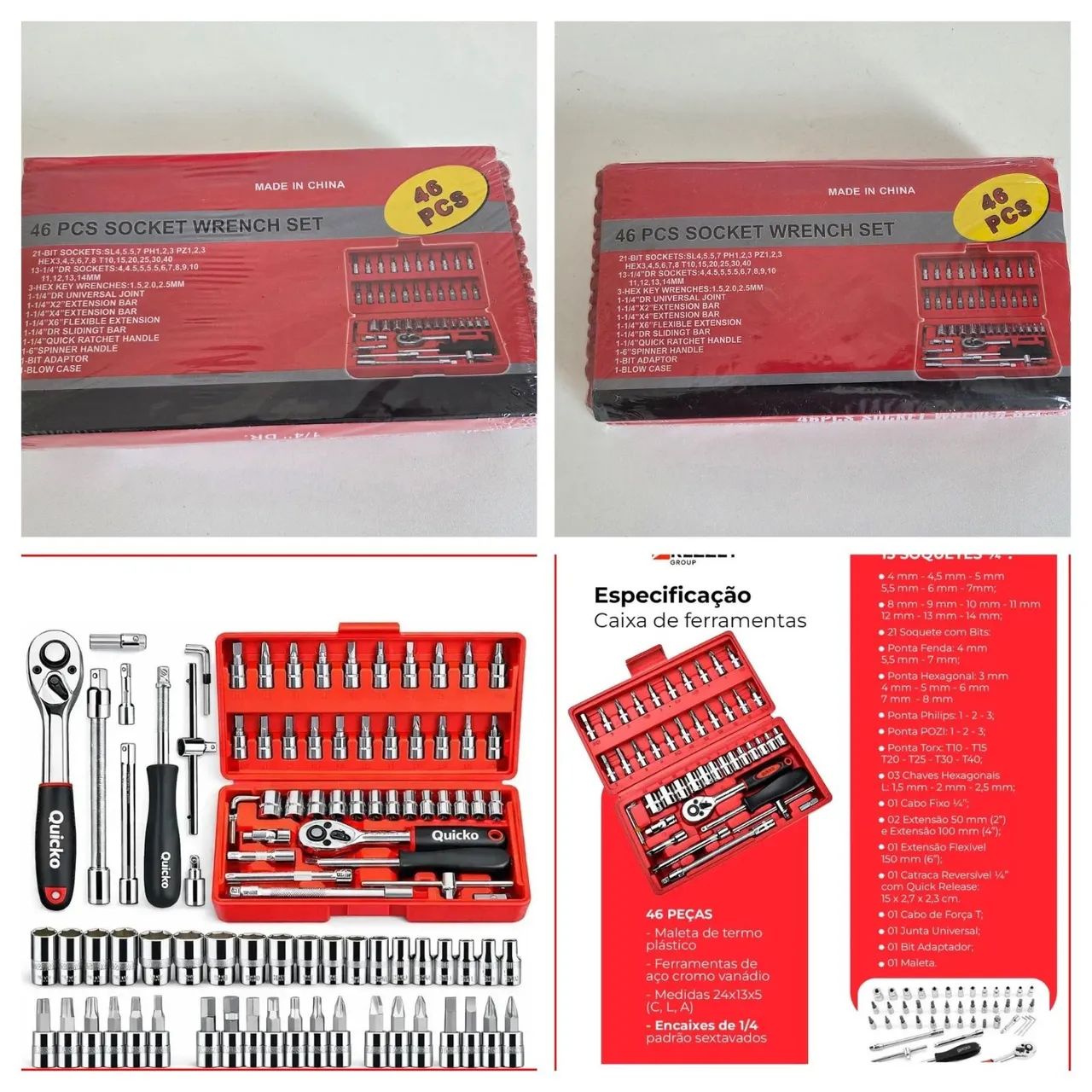 Kit chaves 46 peças - Ferramentas de Construção - Itapoã Parque