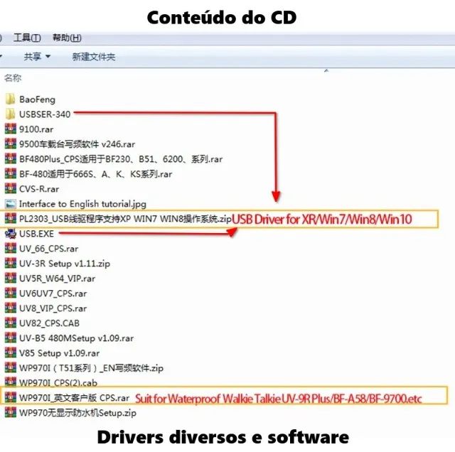 Cabo USB para Programação Baofeng UV9R, UV9R-Plus, UV9R-Pro, BF-9700 + CD Drivers/Software - Foto 3