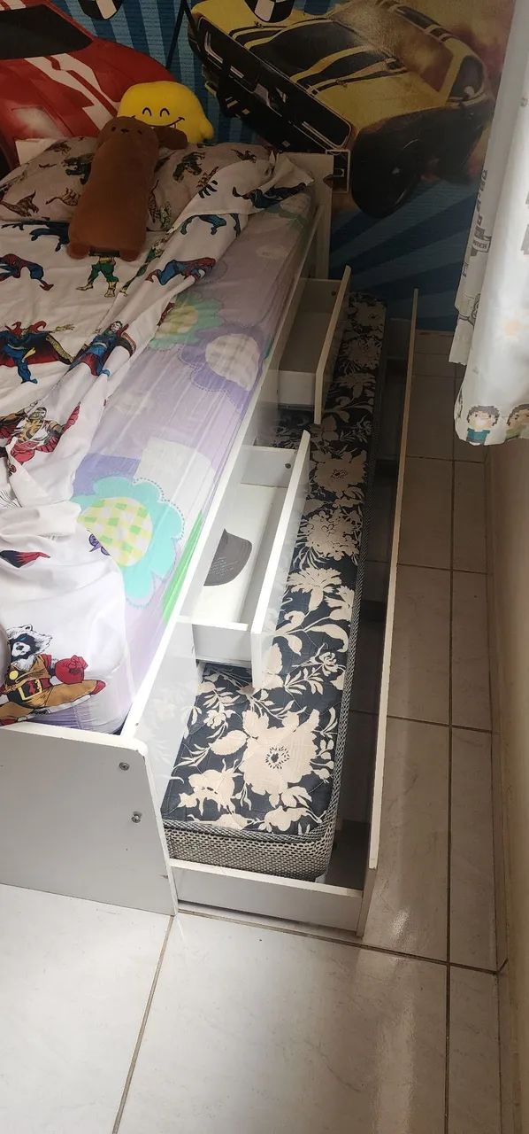 Cama Solteiro com Auxiliar e Gavetas - Foto 2