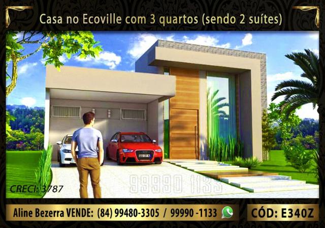 Casa no Ecoville com 3 quartos sendo 1 suíte com closet e 2 semi-suítes, financia