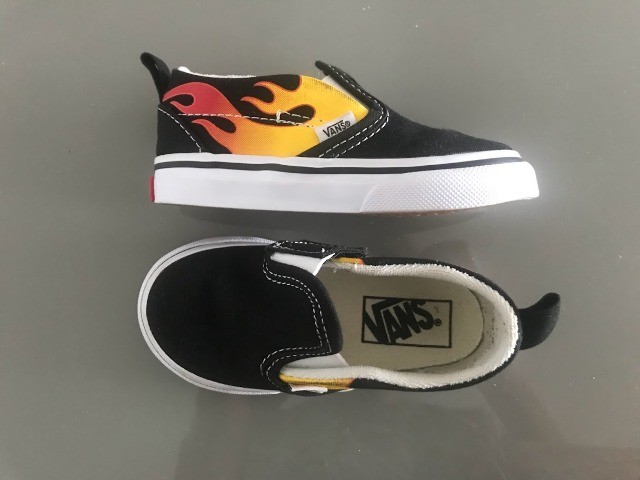 vans flame slip ons