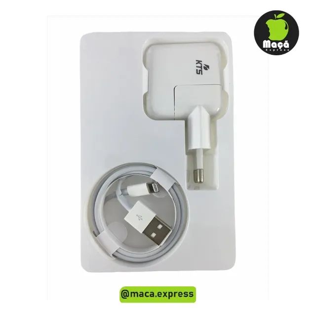 Carregador iphone turbo completo fonte + cabo usb 1m lightning 12w