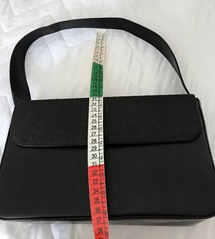 Bolsa preta de mão em couro - Foto 5