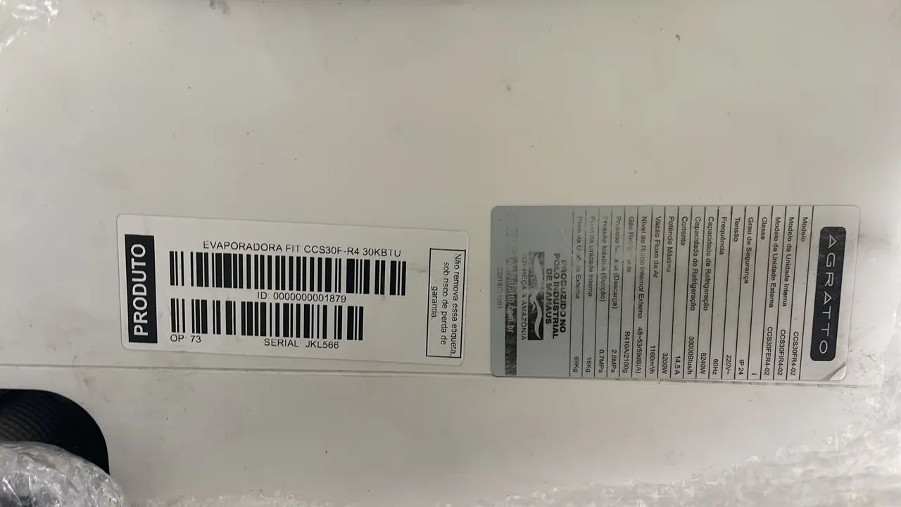 Ar Condicionado Split Hi-Wall Agratto 30.000 BTUs Frio - Classe B - Foto 3