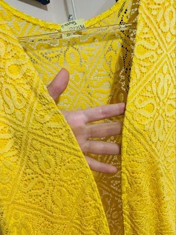 vestido amarelo rendado festa - Foto 4